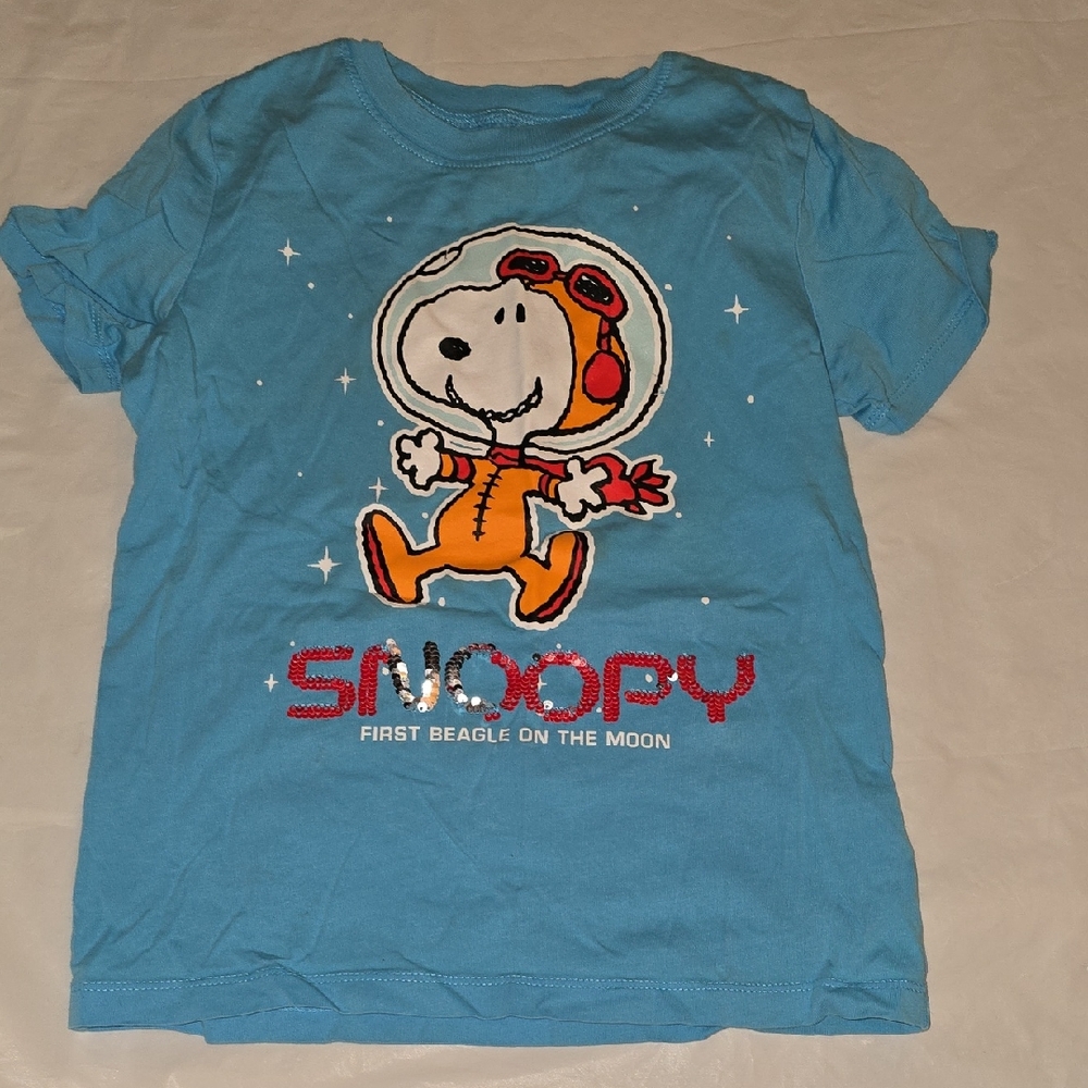 Peanuts Lands' End Boys Astronaut Snoopy Graphic Tee XL